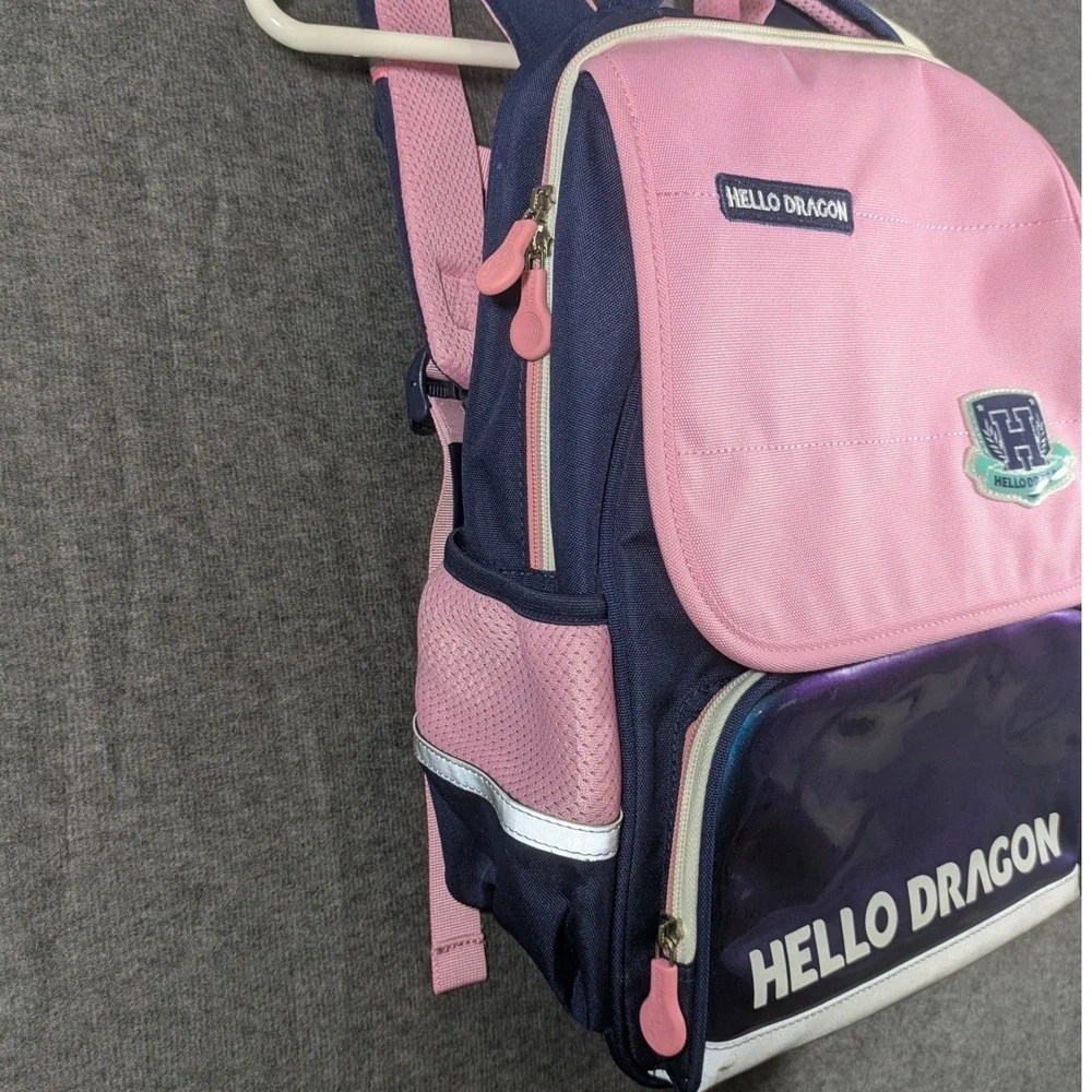 Hello Dragon Kids AGS Erogonomic Water Resistant School Backpack - Pink and Blue